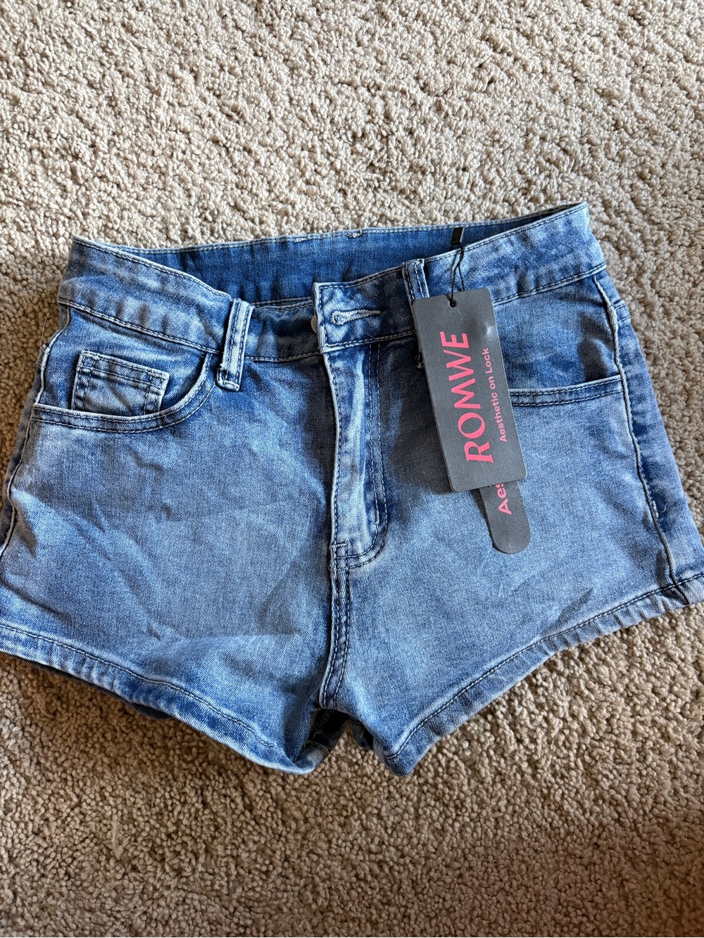 ROMWE Light Blue High-Waist Denim Shorts